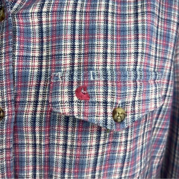 Carhartt Pink and Blue Plaid Flannel Shirt. Size Large. Great Condition!! - Picture 3 of 14